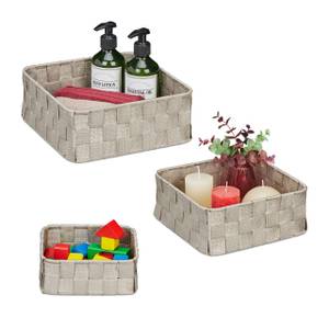 Lot de 3 paniers de rangement Gris - Métal - Matière plastique - 24 x 10 x 24 cm