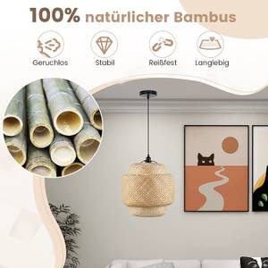 Pendelleuchte Bambus, Boho Lampe Hängend Beige - Bambus - 40 x 43 x 40 cm