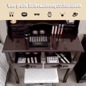 Schminktisch Set mit 10 LED-Leuchten Braun - Holzwerkstoff - 40 x 145 x 75 cm