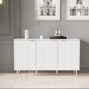 Buffet commode Eos Ⅶ Blanc - Bois manufacturé - Métal - 45 x 75 x 127 cm