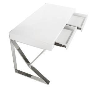 Bürotisch in Weiß und Stahl Weiß - Holzwerkstoff - Metall - 120 x 76 x 61 cm