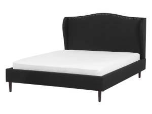 Lit double COLMAR Noir - Chêne foncé - Largeur : 150 cm