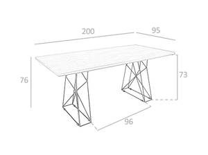 Table à manger rectangle et acier noir Marron - Bois manufacturé - 200 x 76 x 95 cm