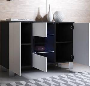 Sideboard Luke A2 mit Alu-füße Schwarz - Weiß - Höhe: 82 cm