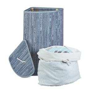 Lot de 2 paniers à linge bambou Gris - Blanc