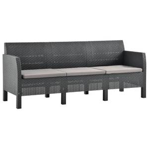 Garten-Lounge-Set Grau - Kunststoff - Polyrattan - 65 x 76 x 181 cm