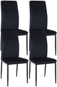 chaise salle à manger Savino Lot de 4 Noir - Fourrure synthétique