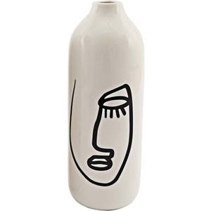 Vase aus Dolomit mit Gesicht Motiv 22 x Keramik - 8 x 22 x 8 cm