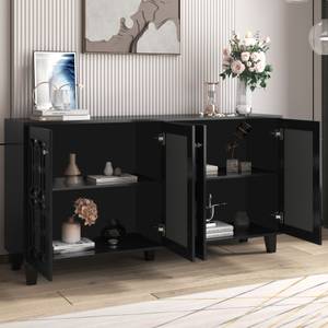 Buffet avec miroir EurynomⅡ Noir - Bois manufacturé - Verre - Métal - 160 x 84 x 40 cm