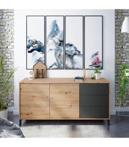 Sideboard mit 2 Türen Brooklyn Grau - Holzwerkstoff - 41 x 74 x 154 cm