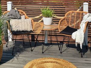 Bistro Set TROPEA II 3-tlg Beige - Schwarz - Blau - Polyrattan - 54 x 80 x 52 cm