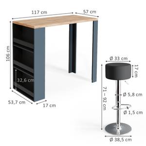 Table de bar lot de 2 Anthracite - Imitation chêne