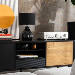 LOFTY TV-Lowboard TV/HiFi-Einlage Schwarz - Eiche Dekor