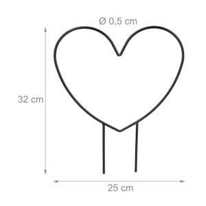 Rankhilfe Herz im 2er Set Schwarz - Metall - 25 x 32 x 1 cm