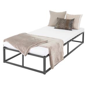 Metallbett mit Matratze Grau - Metall - 90 x 30 x 200 cm