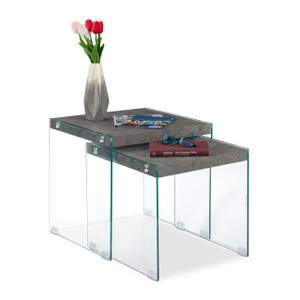 Satztische 2er Set in Betonoptik Grau - Silber - Holzwerkstoff - Glas - Metall - 45 x 45 x 45 cm