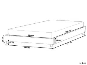 Lit double ROANNE Gris - Chêne foncé - 189 x 211 cm