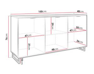 Buffet OLYMPIE Marron - Bois massif - 150 x 76 x 40 cm