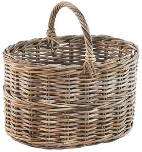 Aufbewahrungskorb OVALRATBASK Grau - Rattan - 32 x 30 x 46 cm