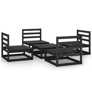 Garten-Lounge-Set (5-teilig) 3009868-1 Schwarz - Massivholz - Holzart/Dekor - 70 x 30 x 70 cm