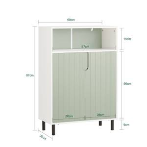 Meuble Bas Salle de Bain BZR138-GR Vert - Blanc - Bois manufacturé - Métal - 60 x 87 x 30 cm