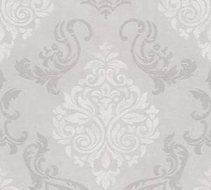 Ornament Tapete Grau Weiß Beige - Silber - Weiß - Kunststoff - Textil - 53 x 1005 x 1 cm