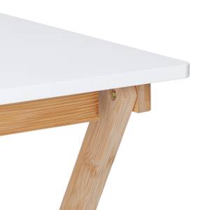 Table pliante blanche en bambou Marron - Blanc - Bambou - Bois manufacturé - 48 x 63 x 37 cm
