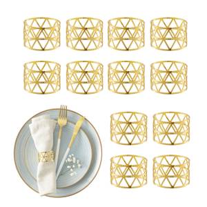 Serviettenringe im 12er Set Gold - Metall - 5 x 3 x 5 cm