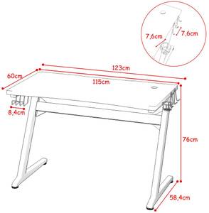 Gaming Tisch ergonomisch Schwarz - Holzwerkstoff - 60 x 76 x 115 cm