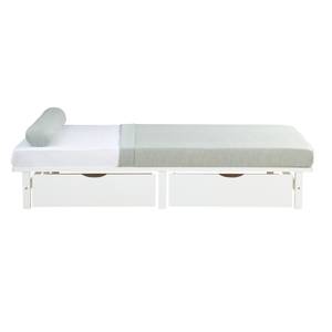 Lit double, 2 coffres de rangement 2288 Blanc - Bois massif - Bois/Imitation - 140 x 28 x 200 cm