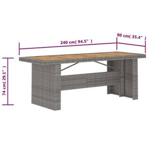 Garten-Essgruppe (7-teilig) 3012970-1 Grau - Metall - Polyrattan - Massivholz - Holzart/Dekor - 90 x 74 x 240 cm