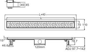 Aica Duschrinne Duschablauf flach Tiefe: 90 cm