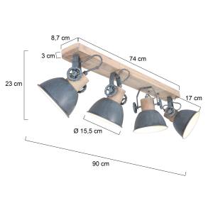 Barres de projecteur Gearwood Fer / Partiellement en chêne massif - 4 ampoules