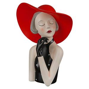 Figur Lady mit rotem Hut Schwarz - Kunststoff - 20 x 27 x 14 cm