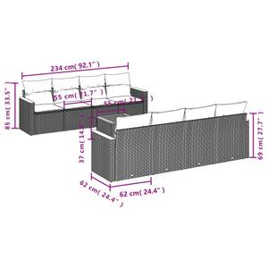 Gartensitzgruppe K4418(9-tlg) Schwarz - Tiefe: 55 cm