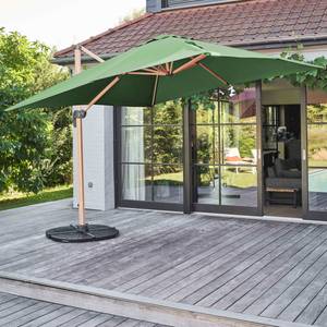 Sonnenschirm und 4 Bodenplatten Brescia Dunkelgrün