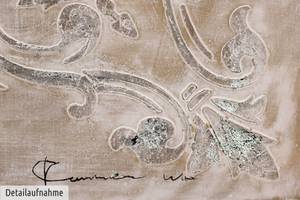Tableau peint à la main Plein de luxe Gris - Bois massif - Textile - 80 x 80 x 4 cm