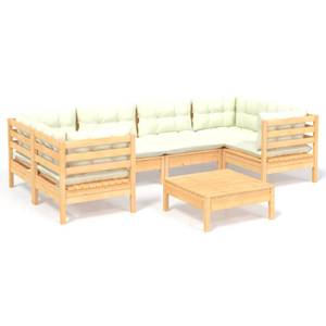 7-tlg. Garten-Lounge-Set mit Creme Creme