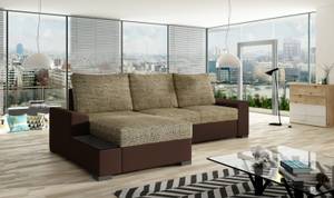 Ecksofa NEGO Beige - Dunkelbraun - Ecke davorstehend links