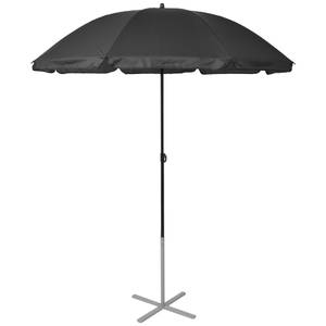 Set de 2 chaises longues et parasol Noir - Métal - 60 x 89 x 156 cm