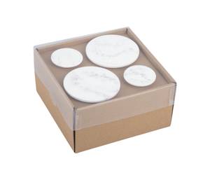 Lot de 4 patères marbrées Blanc - Matière plastique - 9 x 5 x 9 cm