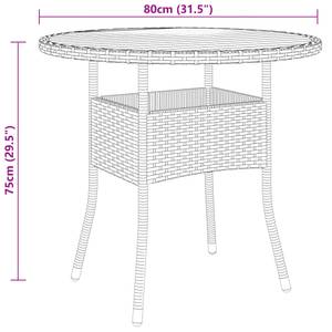 Gartentisch Grau - Polyrattan - Holzart/Dekor - 80 x 75 x 80 cm