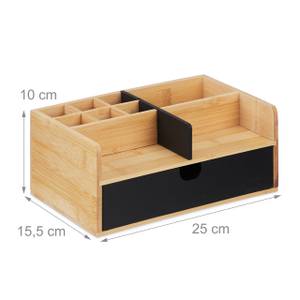 Organiseur de bureau 9 compartiments Noir - Marron - Bambou - 25 x 10 x 16 cm