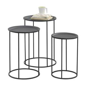 Set de 3 Tables Morristown Gigognes Noir - Métal - 30 x 45 x 30 cm