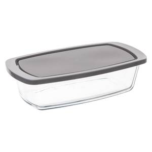 plat cake verre 27x14 couv pp, gris Gris - Verre - 27 x 7 x 14 cm