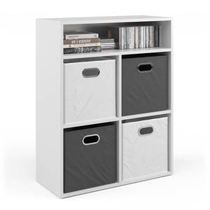 Bibliothèque pour 4 boîtes pliables Blanc - Bois manufacturé - 72 x 90 x 30 cm