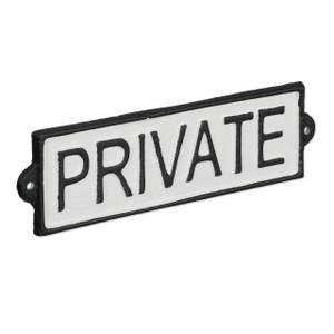 Privat Schild "Private" Schwarz - Weiß - Metall - 19 x 6 x 1 cm