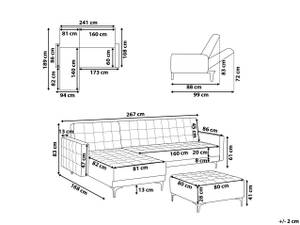 Modulsofa ABERDEEN 2-tlg Braun - Dunkelbraun - Silber - Breite: 267 cm - Kunstleder