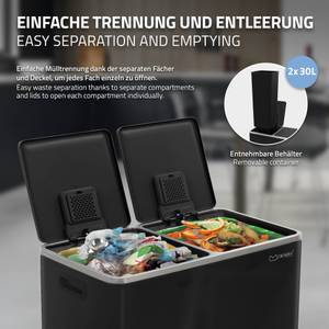 Mülleimer mit 2x 30L Behälter Schwarz