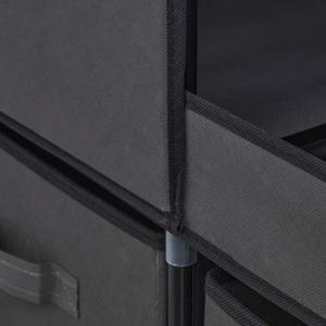Stoffschrank mit 2 Türen Schwarz - Grau - Metall - Kunststoff - Textil - 112 x 173 x 44 cm